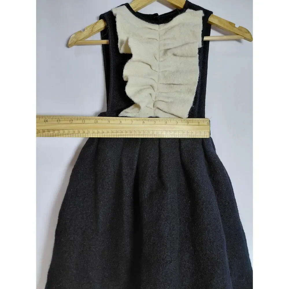 Hilda Henri Wool Dress Black White Colorblock Sleeveless Knee Length Size 10